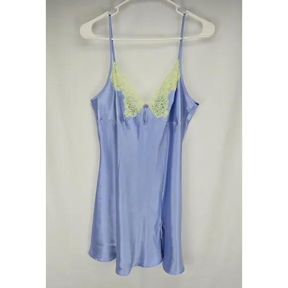 VINTAGE Y2K Jones New York Short Negligee Nightgown Lace‎ Bust Fairy Silky LG - Picture 6 of 9